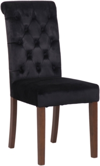 DELUKE® Esszimmerstuhl WALES Samt - 98x45x63cm, schwarz, Holz Gestell Stühle Esszimmerstühle Stuhl Esszimmer Esstisch Stühle Küchenstuhl