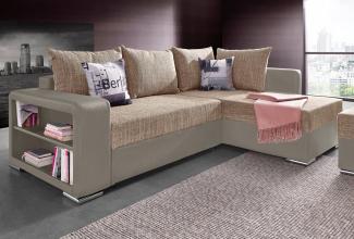 COLLECTION AB Ecksofa John L-Form, mit Bettfunktion, Bettkasten und integriertem Regal