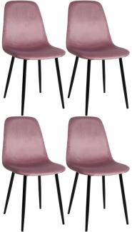 4er Set Esszimmerstühle Napier Samt pink