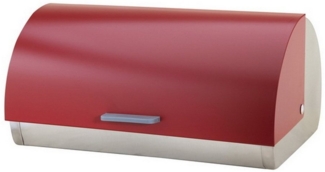 Michelino Brotkasten Edelstahl Brotbox Brotbehälter Brötchenaufbewahrung, (Rolldeckel lackiert), Belüftungslöcher auf der Rückseite