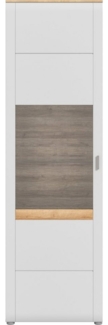 INOSIGN Standvitrine Aska, Höhe 202cm, Metallgriff, 1 Glastür, 1 Glaseinlegeboden, 6 Fächer (1-St) Matte Optik, 2-farbig, Vitrine, Vitrinenschrank, Hochschrank, Schrank