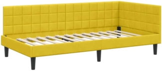 vidaXL Eckbettgestell mit Kopfteil Gelb 90 cm x 200 cm Stoff 42016434