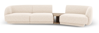 Micadoni Modulares Sofa Miley 3-Sitzer Rechts Chenille Eden Elfenbein