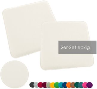 heimtexland ® Sitzkissen Set Filz Stuhlkissen Stuhlauflage Filzkissen Stuhl Polster Kissen Typ631 2er Set 35 x 35 cm Eckig Wollweiß