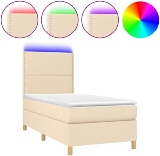 vidaXL Boxspringbett mit Matratze & LED Creme 100x200 cm Stoff 3135338