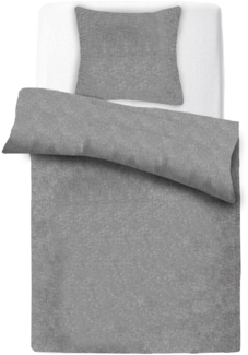Micro Melange-Bettwäsche deluxe, 80x80 + 135x200cm Grau