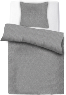 Bettwäsche Micro-Melange 2-tlg. (Grau) - Öko-Tex - Bettbezug 135x200cm + Kissenbezug 80x80cm Bettdecken Set mit Reißverschluss, Mikrofaser