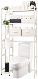 Yorbay Badregal Bambus Toilettenregal mit 7 Ebenen, 79x23,3x166 cm, Badezimmerregal mit 2 Aufbewahrungsboxen, Höhenverstellbar