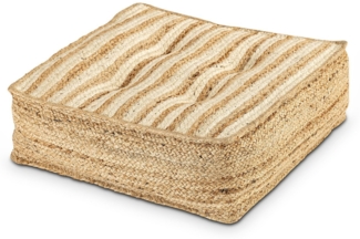 Amagohome Sitzhocker Bodenkissen Jute 50x50cm Sitzkissen quadratisch Loungekissen natur Sit