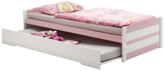 IDIMEX Ausziehbett Lorena weiß/rosa 90x200 cm Bett mit Stauraum Tagesbett