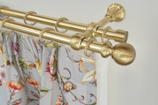 GARESA Gardinenstange ANDREA, Ø 20 mm, 2-läufig, Wunschmaßlänge, verschraubt, Metall, Vorhanggarnitur, verlängerbar, Endknopf Kugel lang, mit Ringen