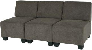 Modular 3-Sitzer Sofa Couch Lyon, Stoff/Textil ~ braun, ohne Armlehnen