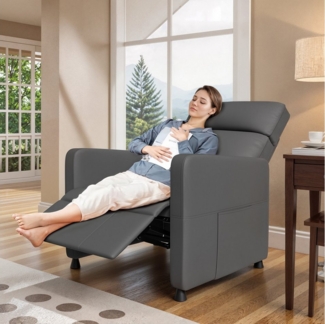 Furnicopia Sessel Freizeitsessel Fernsehsessel Rückenlehne bis zu 165° verstellbar (Freizeitsessel mit verstellbarer Fußstütze und Fernbedienung, geeignet für Schlafzimmer, Wohnzimmer und Büro, mit seitlicher Stofftasche zur Aufbewahrung von Büchern un...