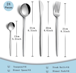 Cinar Besteck-Set 36 tlg Besteck-Set Elegant 18/10 Edelstahl Steinless Steel 6 Personen, 6 Personen, 36-teilig Besteck aus 18/10 Edelstahl