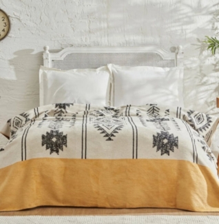 Karaca Tagesdecke Karaca Home Raya Doppelte Baumwolldecke Tagesdecke Bettdecke Senf