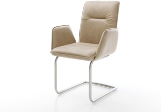 Freischwinger Vinja-Flex Mikrofaser Beige Vintage Freischwinger rund Edelstahl
