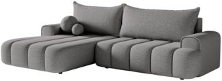 Selsey 'Dandelino' Ecksofa mit Schlaffunktion, Stauraum und Bouclé-Bezug, grau, links, 80 x 275 x 168 cm