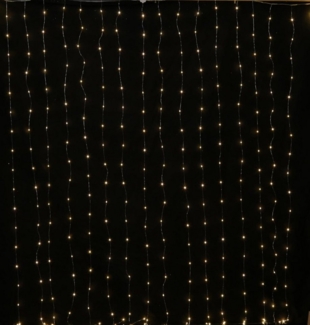 MARELIDA LED-Lichtervorhang Draht Weihnachtsdeko für Fenster 10 Stränge 100LED 0,9x1m Innen Außen, 100-flammig
