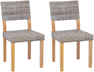 vidaXL Esszimmerstuhl 2 pcs Kubu Grau 46 x 55 x 84 cm Kubu Rattan 42012424