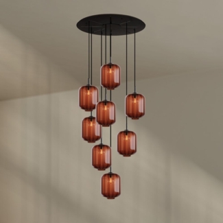 s.luce Velo 8-flammige Galerielampe Ø 80cm Baldachin Ø 25cm Braun, Schwarz