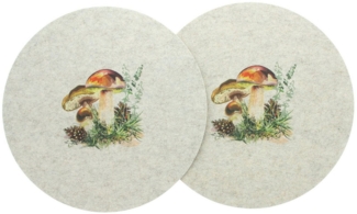 Platzmatte Waldpilze 2er Set Platzset Untersetzer Tisch Set Tischmatte Wäsche