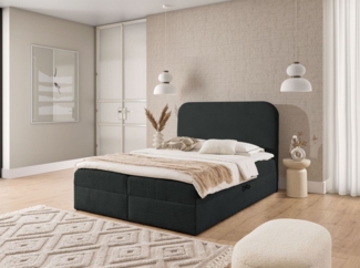 Boxspringbett Schlafzimmerbett AMADOR PREMIUM 180x200 cm Stoff Coral Schwarz