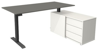 Kerkmann Schreibtisch Sitz- /Stehtisch Move 1 anthrazit mit Sideboard grafit