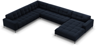 Micadoni Wohnlandschaft Mamaia 7-Sitzer Samtstoff Dunkelblau Metall schwarz Links