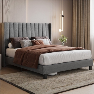 Yaheetech Polsterbett 140/160 x 200 cm, Doppelbett Familienbett Bettgestell mit Lattenrost, 160 x 200 cm