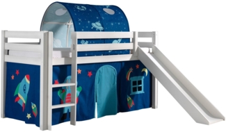 Kinderbett mit Rutsche Karolina Massivholz Weiß Textilset Astro 2