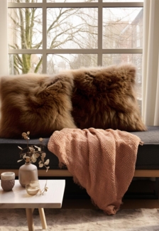 Lammfellkissen Merino Grizzly Braun mit Inlett