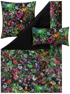 Estella Mako-Satin Bettwäsche 135x200 Mystical Flowers Farbrausch schwarz 7506-985