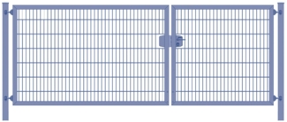Elektrisches Einfahrtstor Premium Plus 8/6/8 (2-flügelig) asymmetrisch Anthrazit Doppelstabmatte Breite 250 cm x Höhe 160 cm