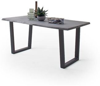 Baumkantentisch >Calabria< in Akazie grau / anthrazit - 180 x 77,5 x 100 (BxHxT)
