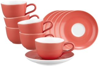 Seltmann Weiden Liberty Pure Colors Espressotasse mit Untertasse 6er Set - Flamingo Red
