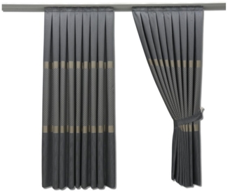 Gardinen by Justyna Vorhang 2er Fon Seiten Schal Set Grau (4 St), Kräuselband, verdunkelnd, Fertiggardine,Hochwertiggardine,Turkischegardine,Falten,Pileli Perde