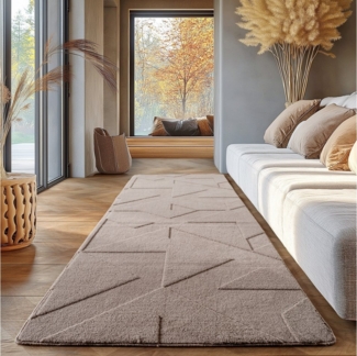 SIMPEX24 Designteppich Unicolor - Einfarbig, Rechteckig, Höhe: 12 mm, Kurzflor Teppich Geometrisch Design Anti-Rutsch Rückseite Waschbar