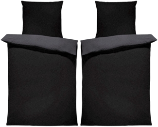 One Home Bettwäsche Doubleface Unifarben, Fleece, 4 teilig, Wende modern, kuschelig flauschig warm weich Winter Normalgröße