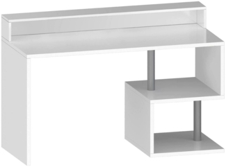 Dmora Schreibtisch Kobenhavn, linearer Schreibtisch mit Ablagefächern, Mehrzweck-Büroschreibtisch mit Platte, 140x60h93 cm, Weiß