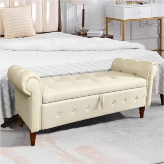 HTI-Living Truhenbank Gepolsterte Sitzbank mit Truhe Lora Leinen Beige (Stück, 1-St, 1 Sitzbank), Garderobenbank Récamière