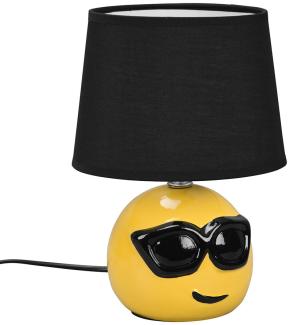 Tischleuchte, Smiley-Look, Keramik, Textil schwarz, H 26 cm