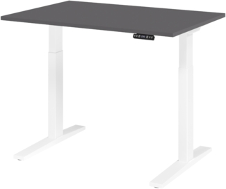 bümö elektrisch höhenverstellbarer Schreibtisch 120x80 cm in graphit, Gestell weiß - Sitz & Stehschreibtisch mit Memoryfunktion, elektrischer Stehtisch & Gaming Tisch, XMKA-Serie, XMKA12-G-W