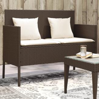 vidaXL Gartenbank mit Kissen Braun Poly Rattan 365772