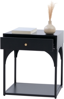 Nachttisch HWC-O88, Kommode Beistelltisch Nachtschrank Nachtkasten, Schublade Metall 50x43x41cm ~ schwarz