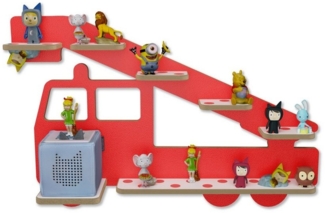 Holzura Kinderregal Tonieregal für Toniebox, Kinderregal Feuerwehr Regal für Tonie Figuren