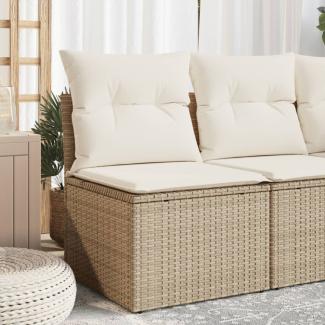 vidaXL Gartensessel ohne Armlehnen mit Kissen Beige Poly Rattan 366073