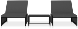 vidaXL Sonnenliegen 2 Stk. mit Tisch Poly Rattan Schwarz 47402