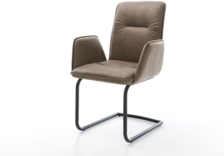 Freischwinger Vinja-Flex Mikrofaser Taupe Vintage Freischwinger rund Schwarz