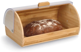 ZELLER 25364 Brotkasten Bambus mit Kunststoffdeckel, transparent, 39 x 25 x 19 cm