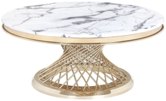 alesvelt Couchtisch Beistelltisch echtes Marmor weiß gold 100cm (1-Tisch), echtes Marmor, 100% Edelstahlgestell, 100x47cm